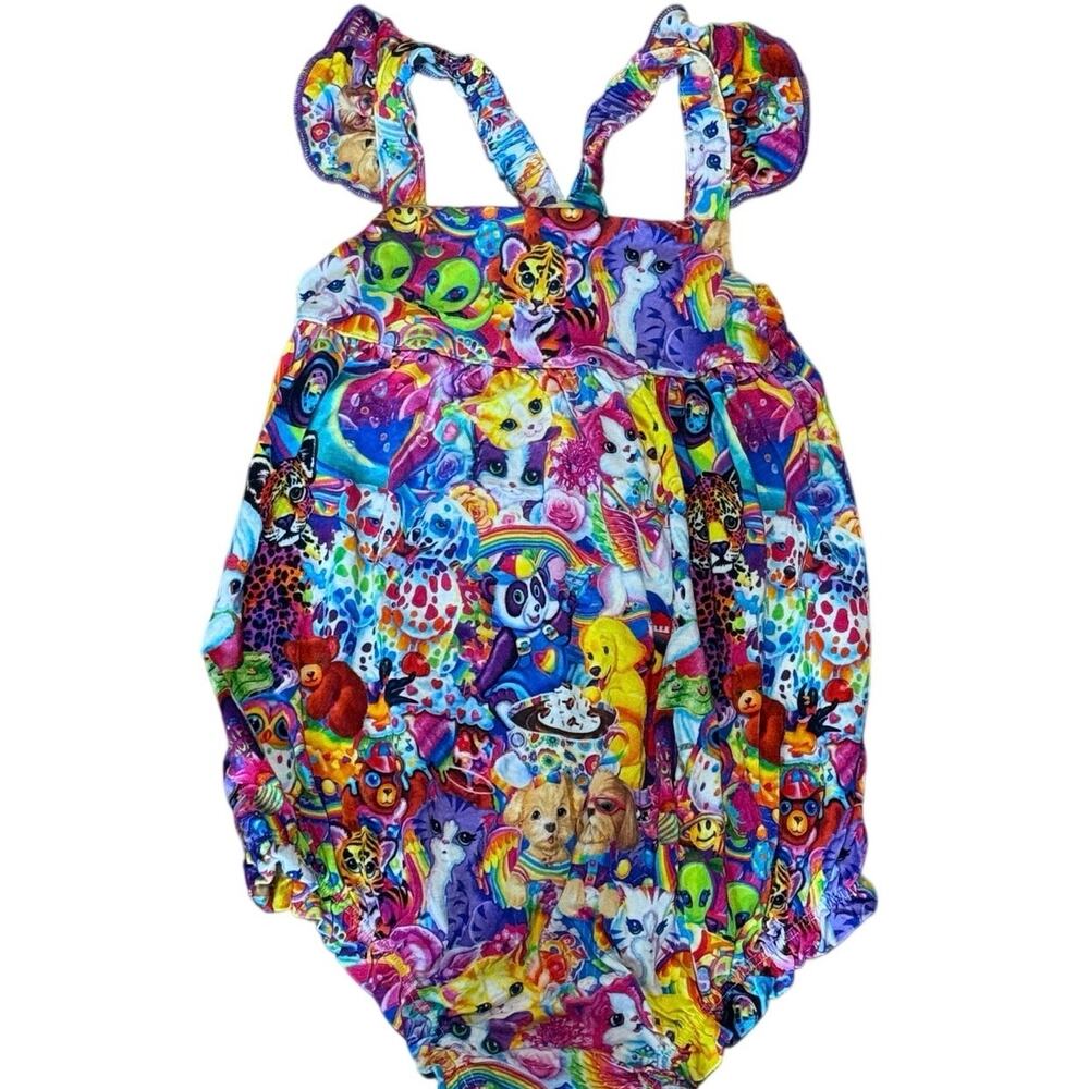 Showstoppers Lisa Frank Inspired Bamboo Bubble Romper 3T Cats Unicorn Rainbow